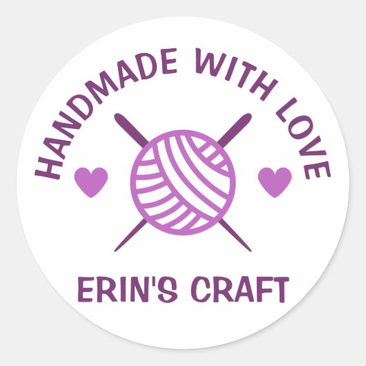 Sticker Rond Fils Knit Crochet PERSONNALISÉ (Devant)