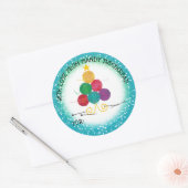 Sticker Rond Fils noël arbre tricot aiguilles artisanat (Enveloppe)