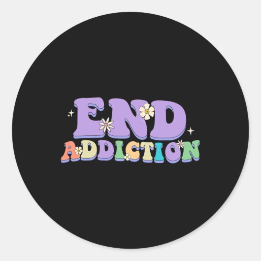 Sticker Rond Fin Addiction Super Happy Style Overdose (Devant)