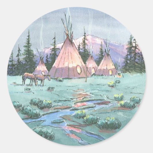 Sticker Rond FIN APRÈS-MIDI CAMP TIPI par SHARON SHARPE (Devant)
