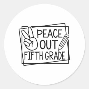 Sticker Rond Fin De 5E Année Dernière Jour De Pause Été À L'Éco