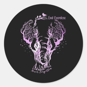 Sticker Rond Fin de la surdose N'oubliez jamais l'art de ligne