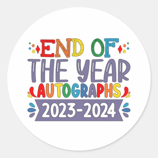 Sticker Rond Fin De L'Année Autographes 2024 Dernier Jour De L' (Devant)