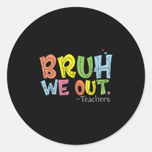 Sticker Rond Fin de l'année scolaire enseignant été mignonne Br