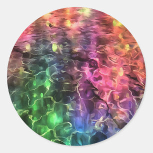 Sticker Rond Fin De L'Art Abstrait Arc-En-Ciel