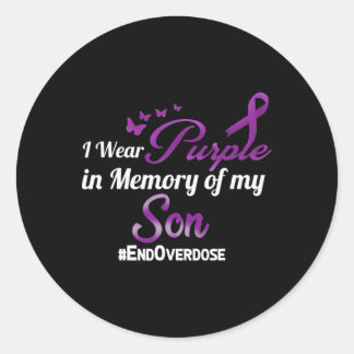 Sticker Rond Fin De L'Overdose Je Porte Le Violet Pour Mon Fils