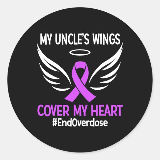 Sticker Rond Fin de l'overdose Les ailes de mon oncle couvrent  (Devant)