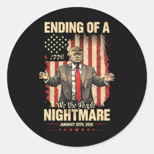 Sticker Rond Fin D'Une Nuit D'Inauguration Effrayante De Trump