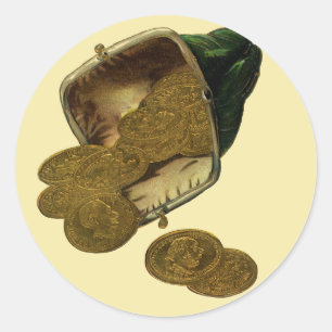 Sticker Rond Finance d'entreprise vintage, pièce d'or dans un p