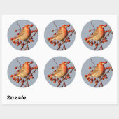 Sticker Rond Finch maison avec Berries Hawthorn (Feuille)