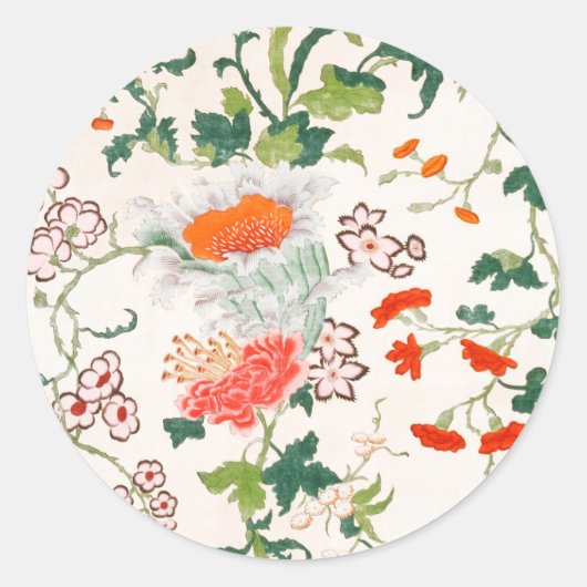 Sticker Rond Fine China silk flower design mid 18th century (Devant)