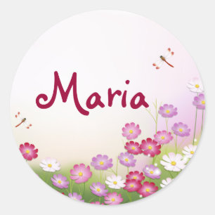 Sticker Rond Fine Cool mignonne Girl Retro Mode florale