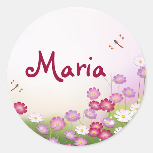 Sticker Rond Fine Cool mignonne Girl Retro Mode florale (Devant)