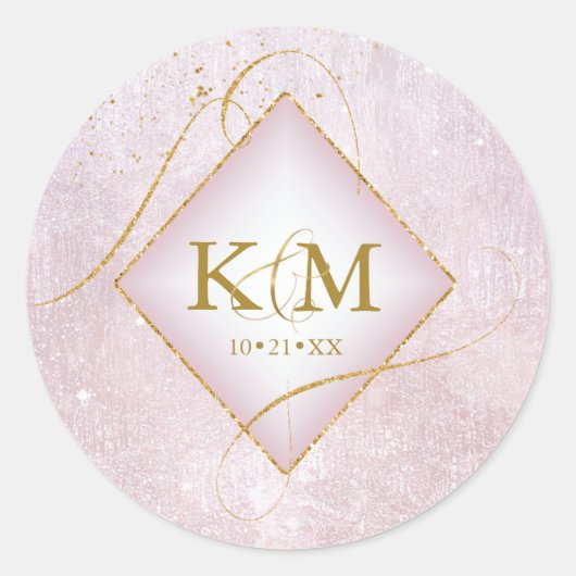 Sticker Rond Fine Lines Gold Abstrait Mariage Mauve ID867 (Devant)