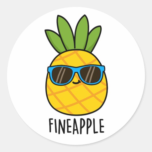 Sticker Rond Fineappy Funny Pun d'ananas (Devant)