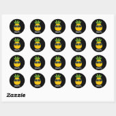 Sticker Rond Fineappy Funny Pun d'ananas Dark BG (Feuille)