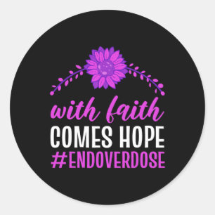 Sticker Rond Finir l'overdose avec la foi vient de l'espoir vio