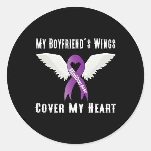 Sticker Rond Finir l'overdose Les ailes de mon copain couvrent  (Devant)
