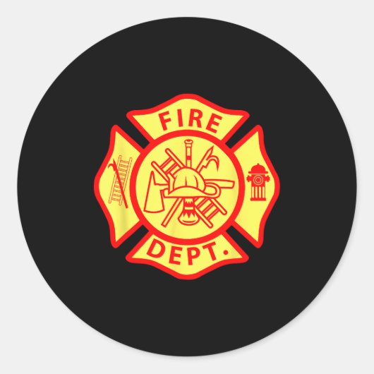 Sticker Rond Fire Department Logo Uniform Fireman Symbol Firefi (Devant)