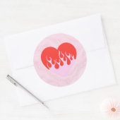 Sticker Rond Fire Heart (Enveloppe)