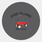 Sticker Rond Fire Island Large Version Red Wagon Long Island Ny (Devant)