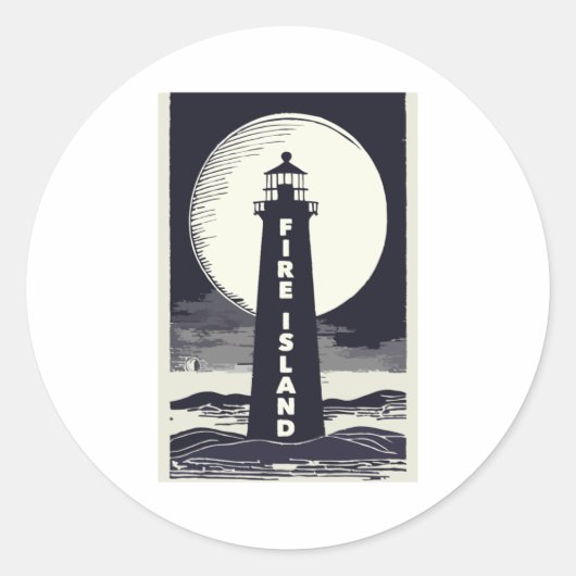 Sticker Rond Fire Island Lighthouse New York Moon  (Devant)