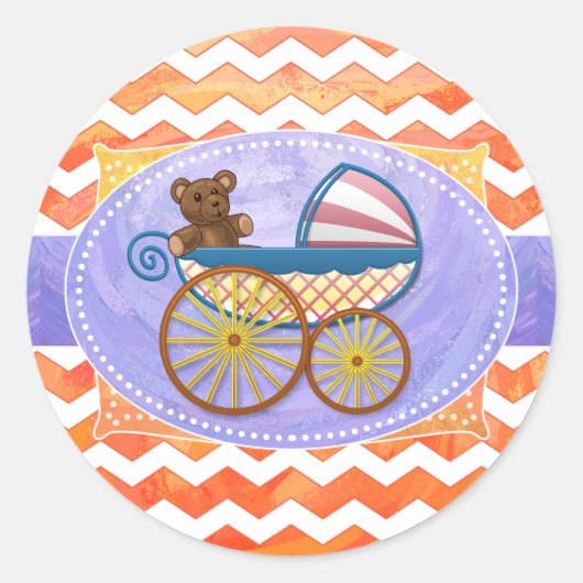 Sticker Rond Fire Lake Orange Chevron Baby (Devant)