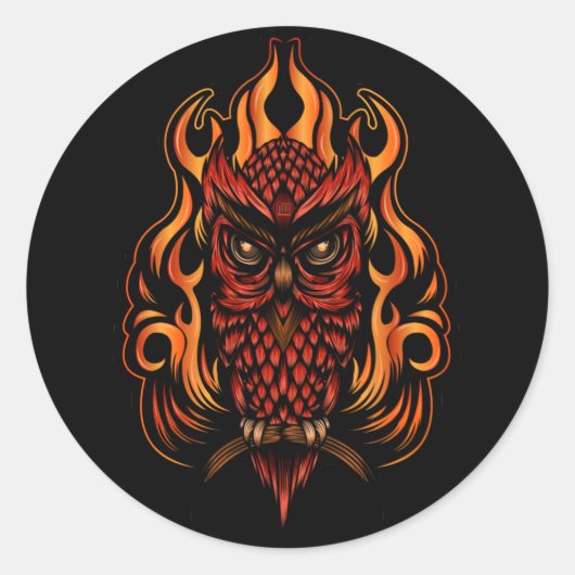 Sticker Rond Fire owl (Devant)