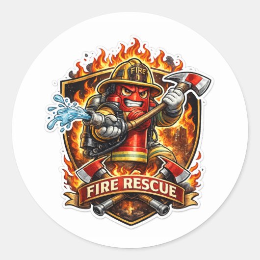 Sticker Rond Fire Rescue Hero (Devant)