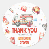 Sticker Rond Fire Truck Birthday Party  (Devant)