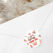 Sticker Rond Fire Truck Birthday Party 