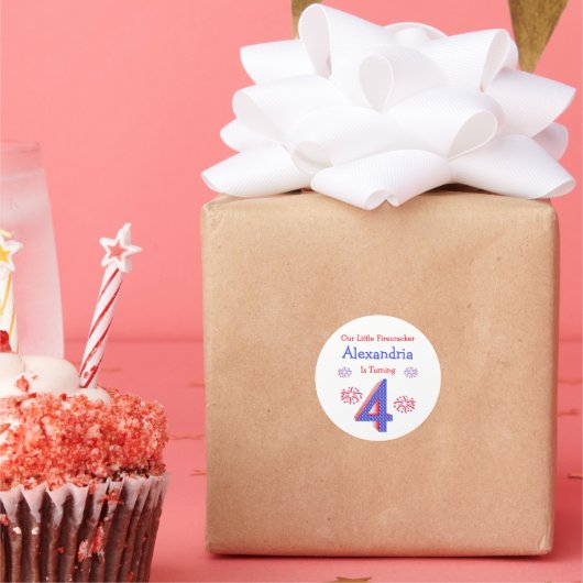 Sticker Rond Firecracker 4e anniversaire (Fête)