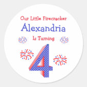 Sticker Rond Firecracker 4e anniversaire (Devant)