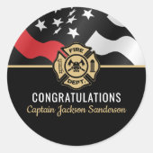 Sticker Rond Firefighter Retirement Fire Department Flag (Devant)