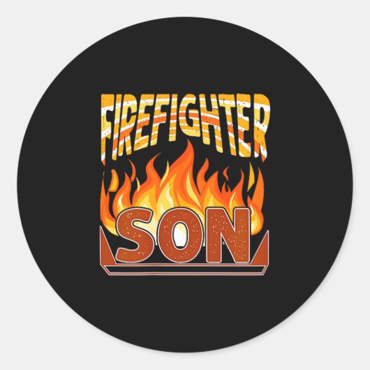 Sticker Rond Firefighter Son Fireman Gift Proud Firefighter Quo (Devant)