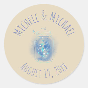 Sticker Rond Fireflies dans Jar Noms personnalisés Date