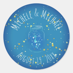 Sticker Rond Fireflies dans Jar Noms personnalisés Date Star Ba