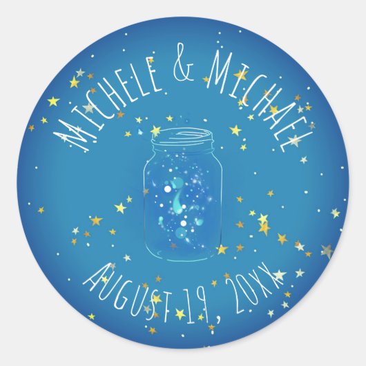 Sticker Rond Fireflies dans Jar Noms personnalisés Date Star Ba (Devant)