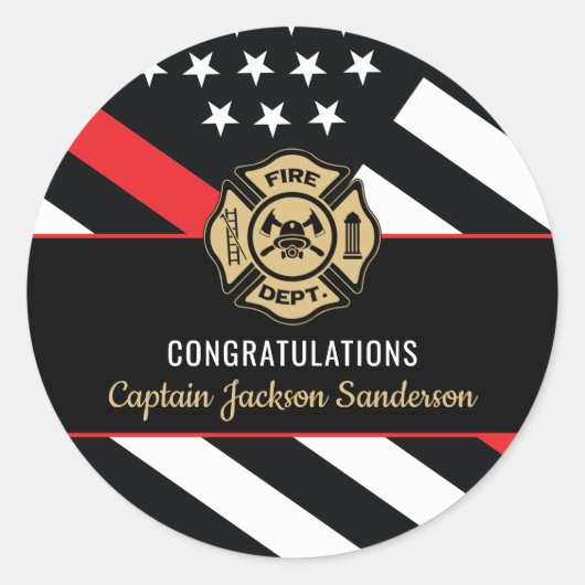Sticker Rond Fireman Fire Department Firefighter Retirement (Devant)