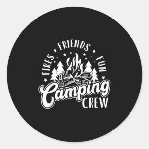 Sticker Rond Fires Amis Amusants Camping Équipage Camping Campi