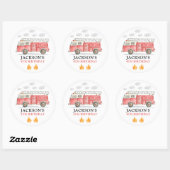 Sticker Rond Firetruck Calling All Firefigthers Boy Birthday (Feuille)