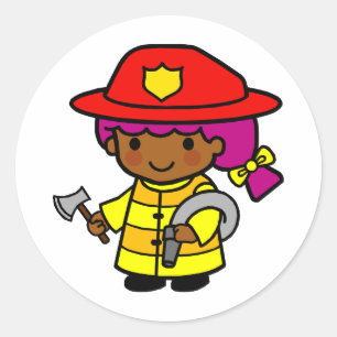 Sticker Rond Firewoman