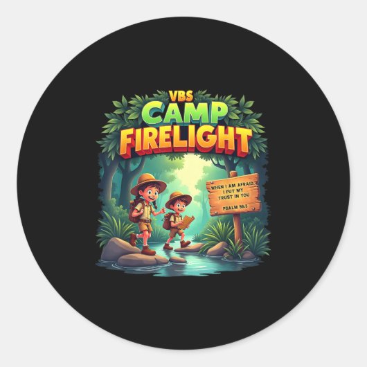 Sticker Rond Firework Camp 2025 Vbs Camp Firelight Camp Vacatio (Devant)