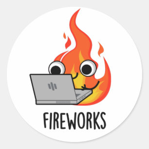 Sticker Rond Fireworks Funky Fire Flame Pun