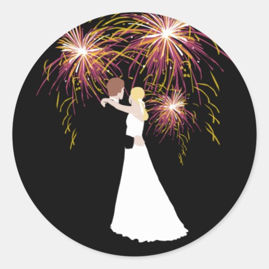 Sticker Rond Fireworks mariage (Devant)
