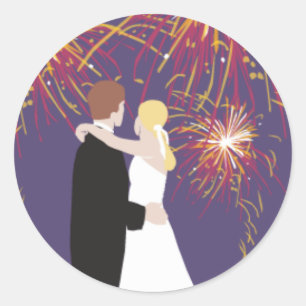 Sticker Rond Fireworks mariage