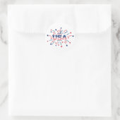 Sticker Rond Fireworks USA Patriotique Rouge Blanc Bleu (Sac)