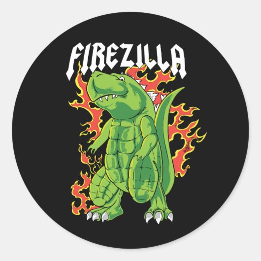 Sticker Rond Firezilla Green et le monstre de feu (Devant)