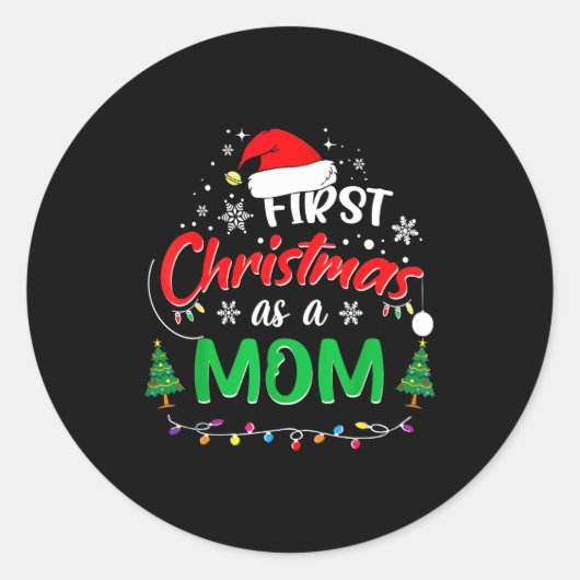 Sticker Rond First Christmas As A Mom 1st Christmas Matching Fa (Devant)