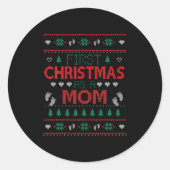 Sticker Rond First Christmas As A Mom Funny Matching Xmas New M (Devant)